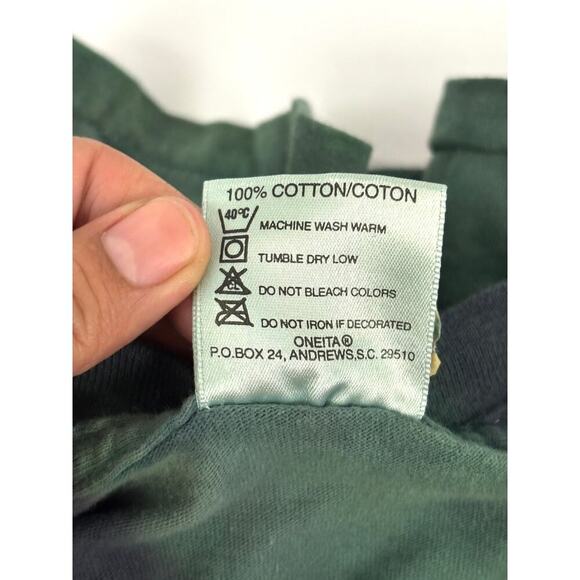 VTG 90s Green Tie-dyed Bald Eagle Flying Over Mountains T-Shirt X-LARGE - Picture 4 of 11